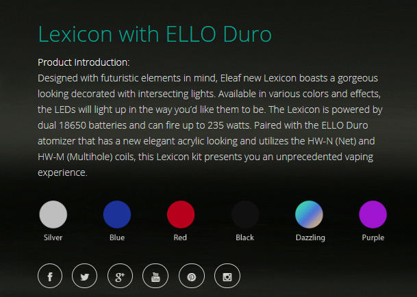Eleaf Lexicon with Ello Duro Kit